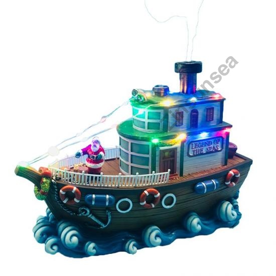 Animated Lighted Santa's Ship