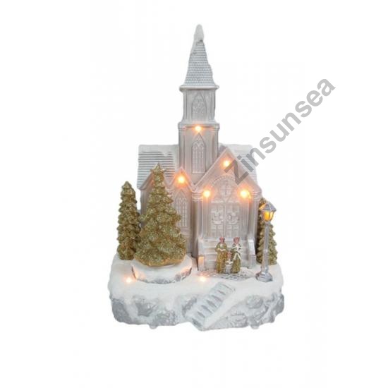 Animated Church With Rotation Christmas Tree