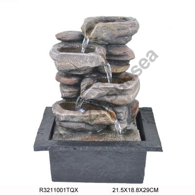 Pequeña fuente de agua de piedra / roca para interiores con luz LED Nuevo