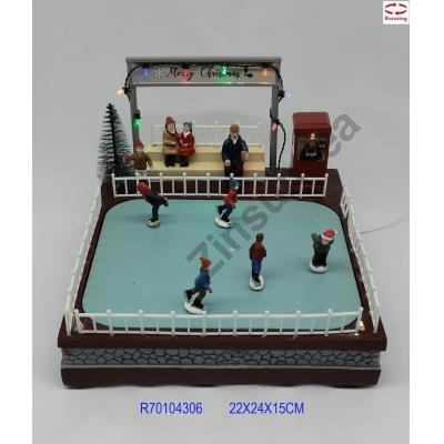 Christmas Scene With Kids Skating